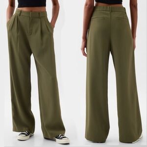 GAP Women’s 365 Pleated High Rise Trousers Size 8 in Olive Green NWT